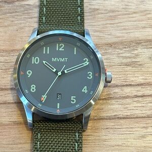 MVMT Field Watch With 41mm Grey Face & OliveGreen Fabric Band